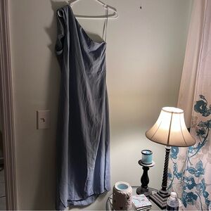 ASOS One-Shoulder Dusty Blue Dress 12